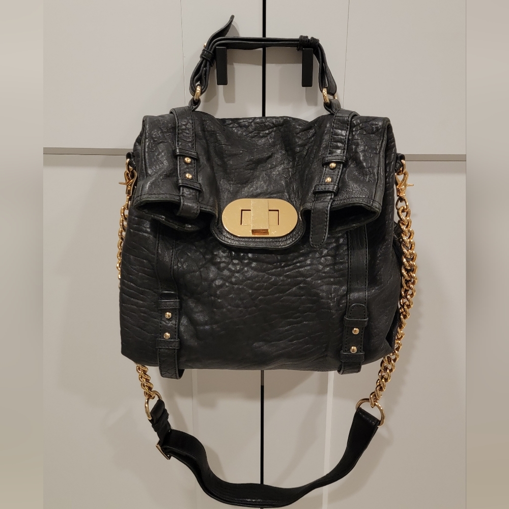 Badgley Mischka leather melissa chain strap satchel